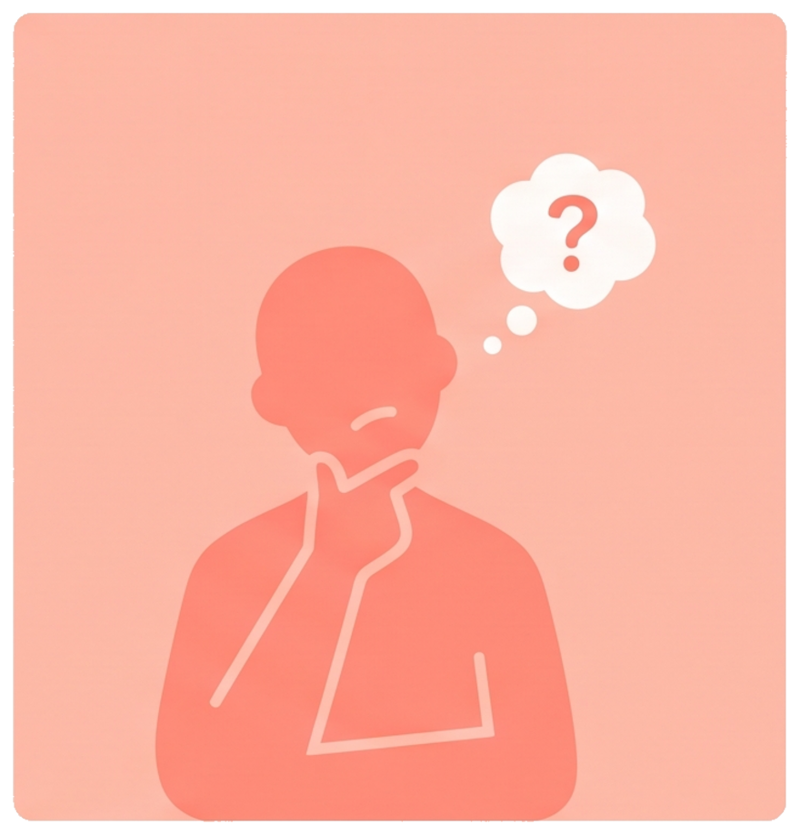前回の会話を思い出せずに考え込む人のイラスト